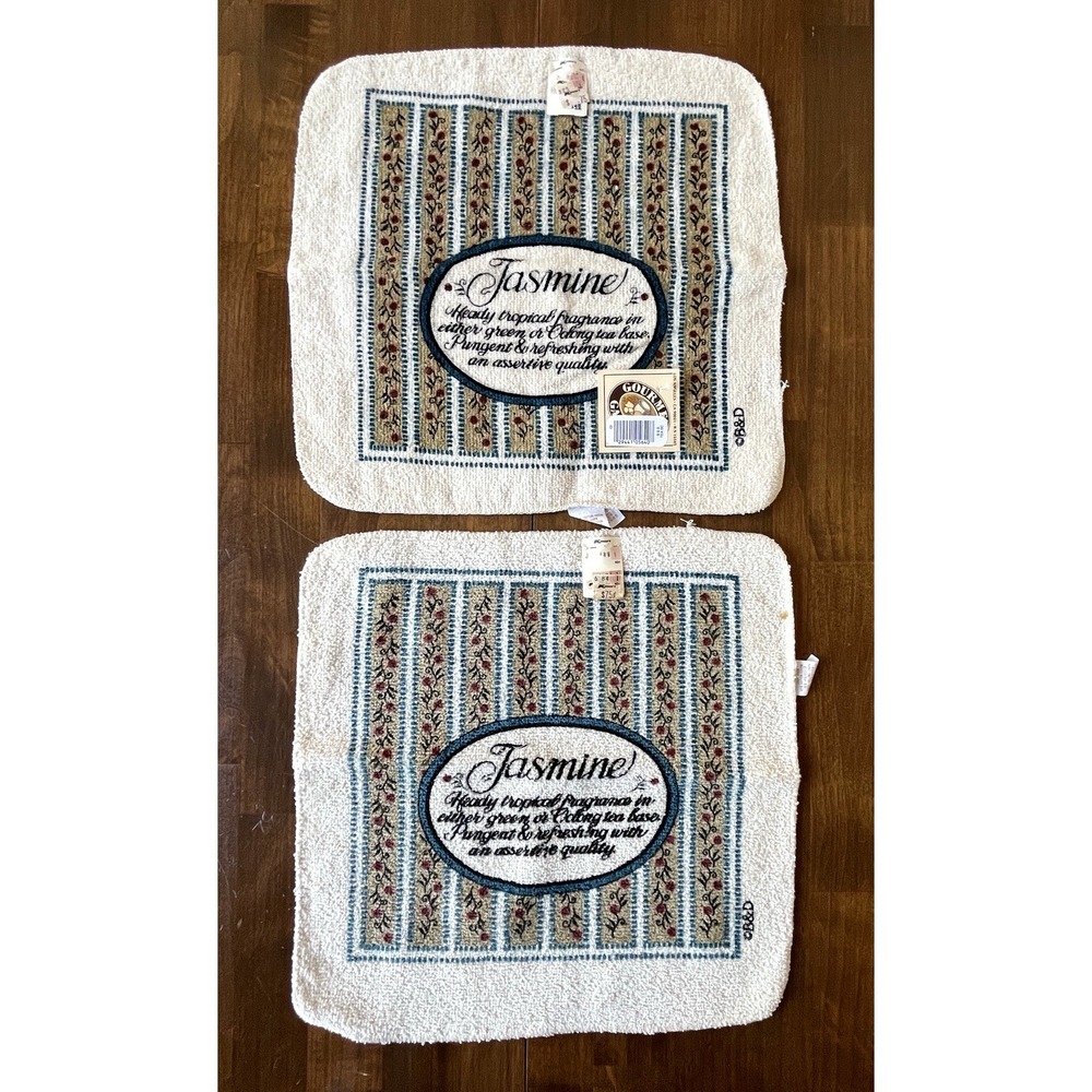 Gourmet Gallery 80's Kitchen 2 Dish Towels, 2 Washcloths, 2 Pot Holders Tea Leaf - Picture 4 of 6